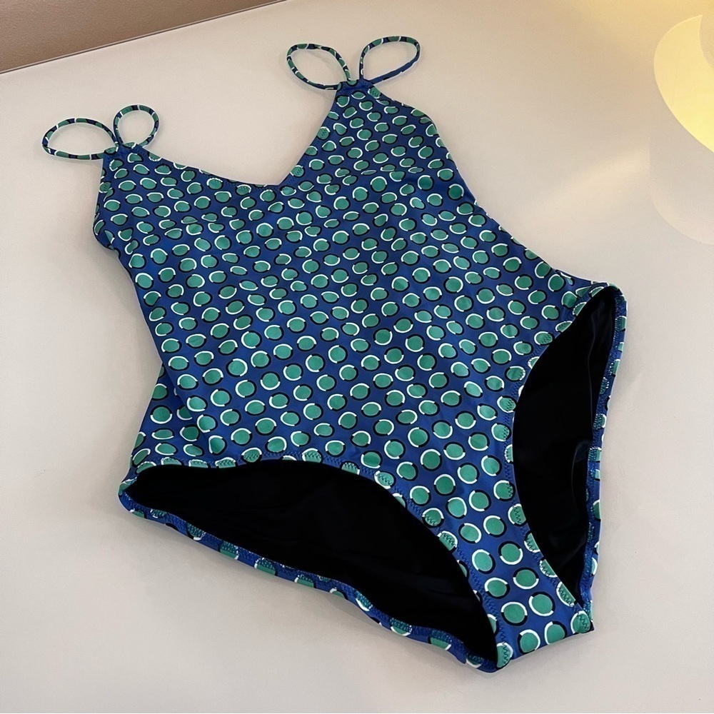 SOLID & STRIPED One Piece Swimsuit Polka Dot Blue XL Strappy - Picture 4 of 13